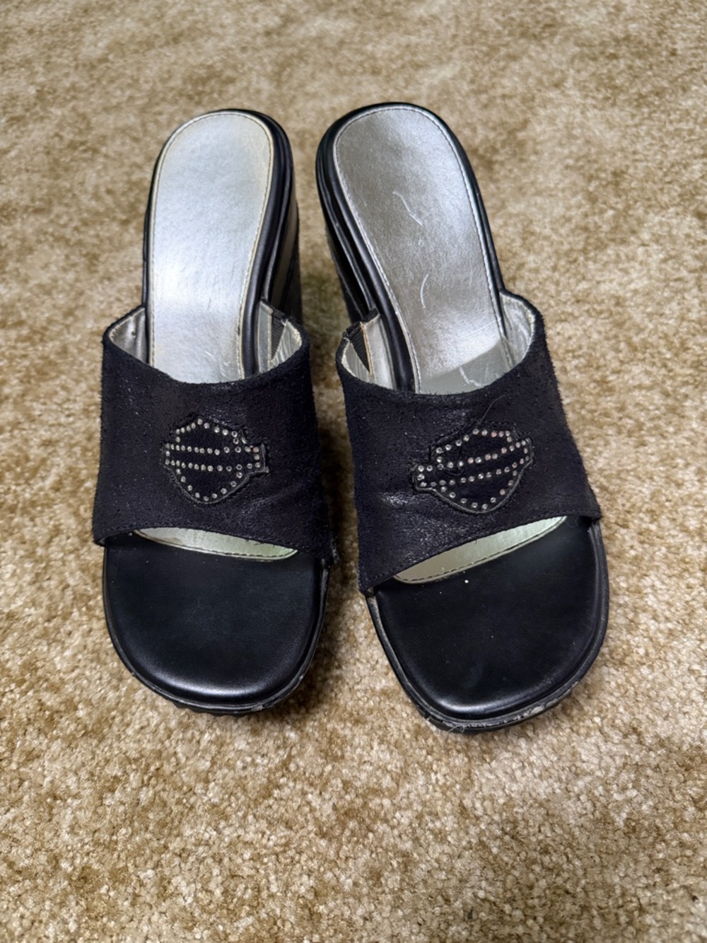 Harley-Davidson Black Stud Logo Slip-On Mules
